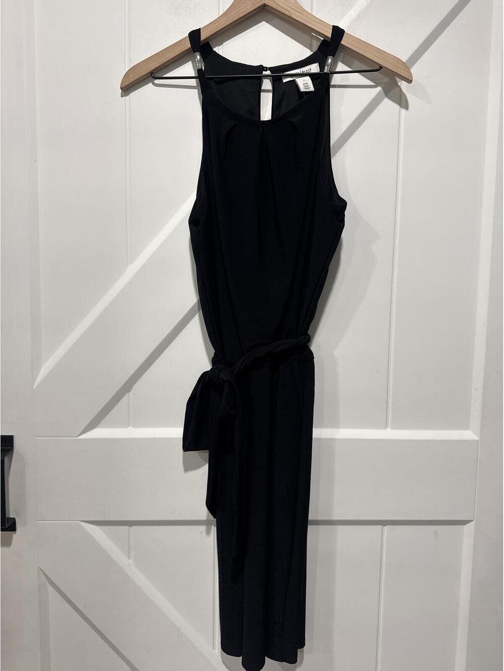 White House Black Market Black Sleeveless Dress with Waist Tie, NWT, Size S